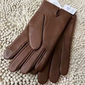 Brown leather coach gloves